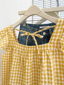 Resyla 秋季新款可爱荷叶边下摆女式衬衫 - 黃色 - 查看 6