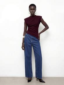 Maija 女士纯色系带泡泡袖衬衫+短裤套装（2件套），波西米亚风格，春夏款 - 紫色 - 查看 4