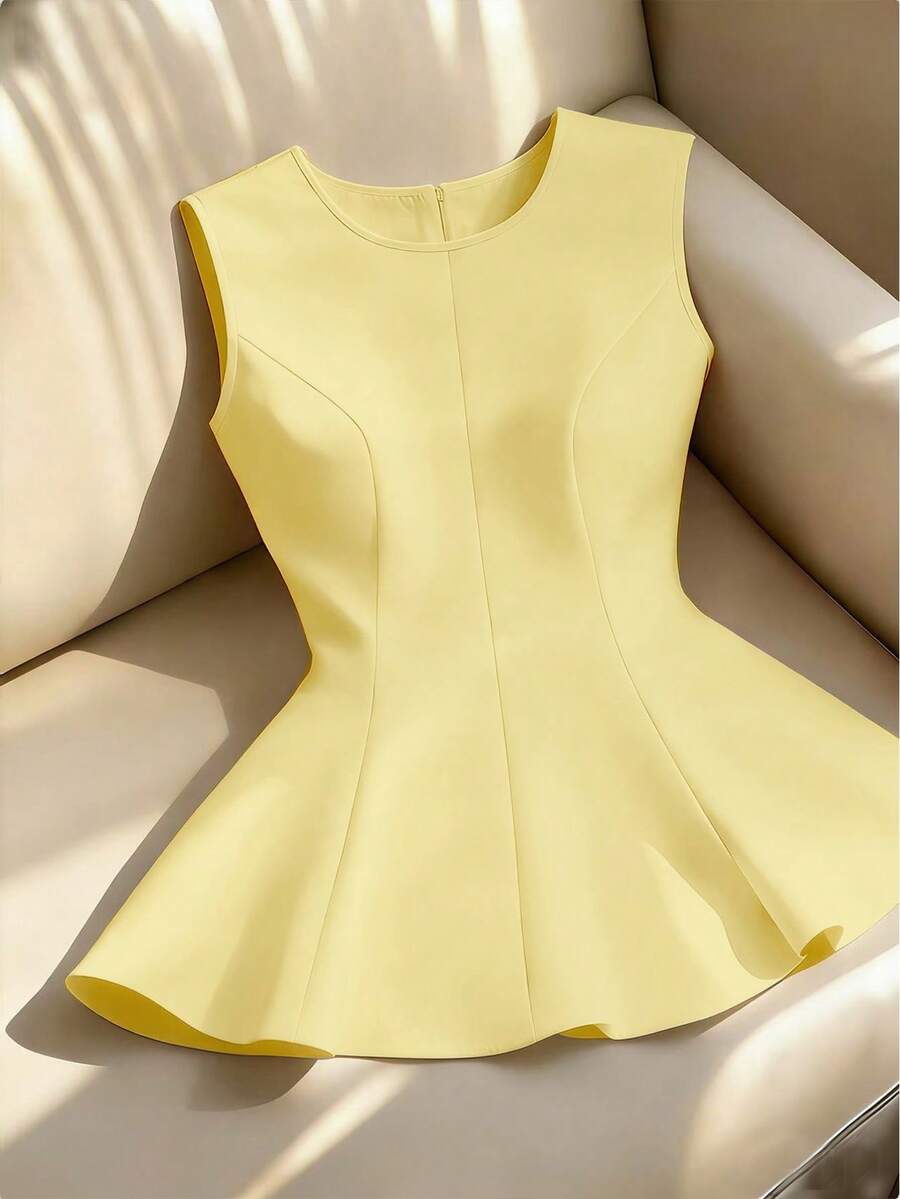 Franclia Áo hai dây nữ gợi cảm, thanh lịch với họa tiết chấm bi, phù hợp cho trang phục mùa xuân và mùa hè. - Màu vàng - Xem 1