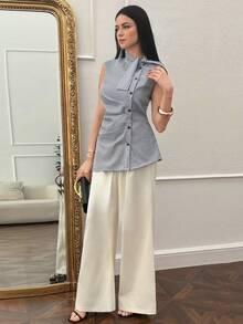 Modelyn Áo không tay kẻ sọc đen trắng mới cho nữ, kiểu dáng thời trang, thích hợp cho mùa xuân. - màu đen - Xem 6