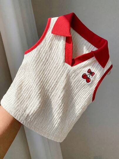 LMoss Kids Áo tank top in hình quả anh đào cho bé gái