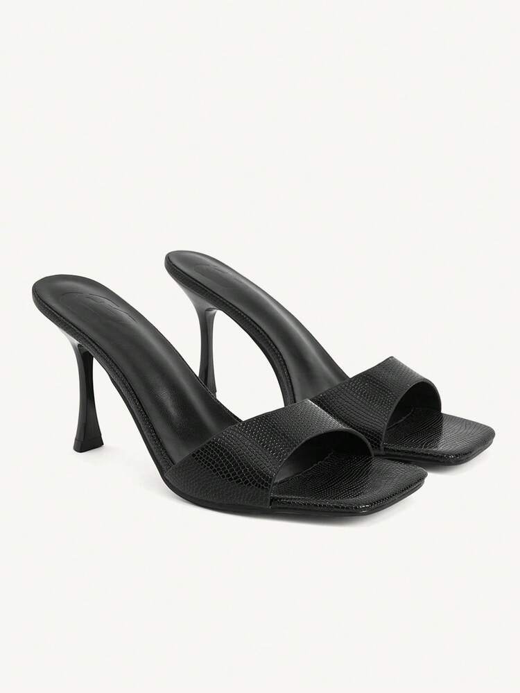 CUCCOO CHICEST Women's High-Heeled Sandals, Black Rhombus Square Toe Stiletto Mule Mop, Fashion Sandals, Retro Wild Date Party High-Heeled Slippers