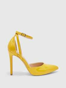 CUCCOO BIZCHIC Giày cao gót mũi nhọn họa tiết da báo thanh lịch dành cho nữ, thích hợp cho ngày Valentine. - Màu vàng - Xem 1