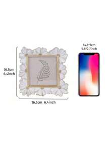 Madebyblanc 1PC Resin White Gold Trim 3D Daisy Flower Pattern Square Photo Frame Horizontal Vertical Dual Use Home Desktop Display Picture Frame Decorative Photography Accessories Holiday Gift Idea Room Decor Ornament - one-size - View 8