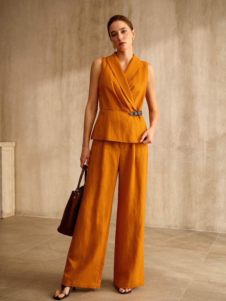 WOMEN'S LINEN BLEND STRAIGHT LEG PANTS, COMFORTABLE FOR SPRING & SUMMER