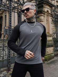 Artur Kramer Hombres Camiseta de color combinado de manga raglán - Gris Oscuro - Ver 5