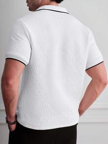 Core Aspect Áo Polo nam cổ bẻ phối vải jacquard, chất liệu vải mềm mại, thoải mái, phong cách công sở thường ngày, lịch lãm. - trắng - Xem 3