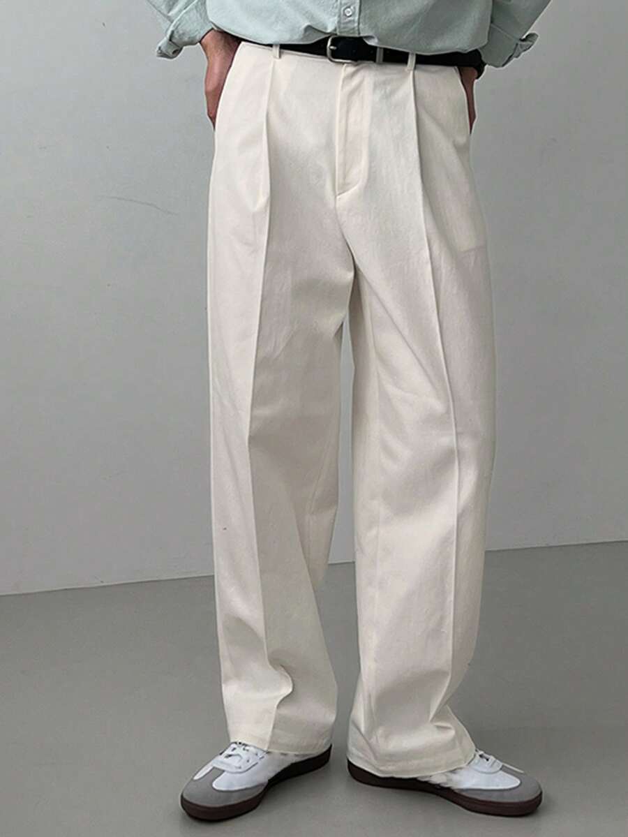DAZY Long White Straight-Leg Commuter Pants For Men - White - View 1