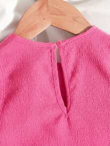 2pcs/Set Setelan Kasual Anak Perempuan Motif Ceri Kerah Bulat Longgar dan Legging - Hot Pink - View 4