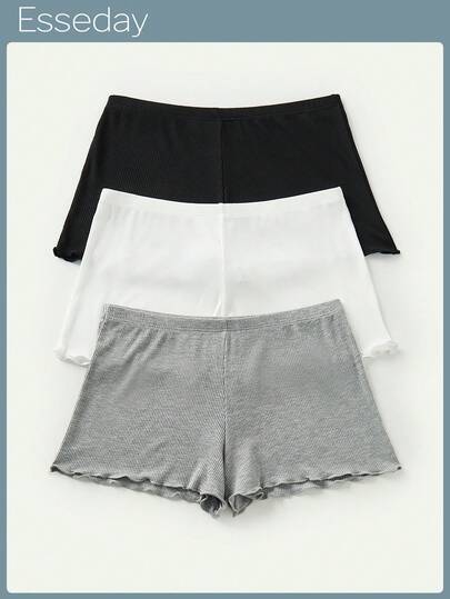 3 件装女士纯色针织三角裤