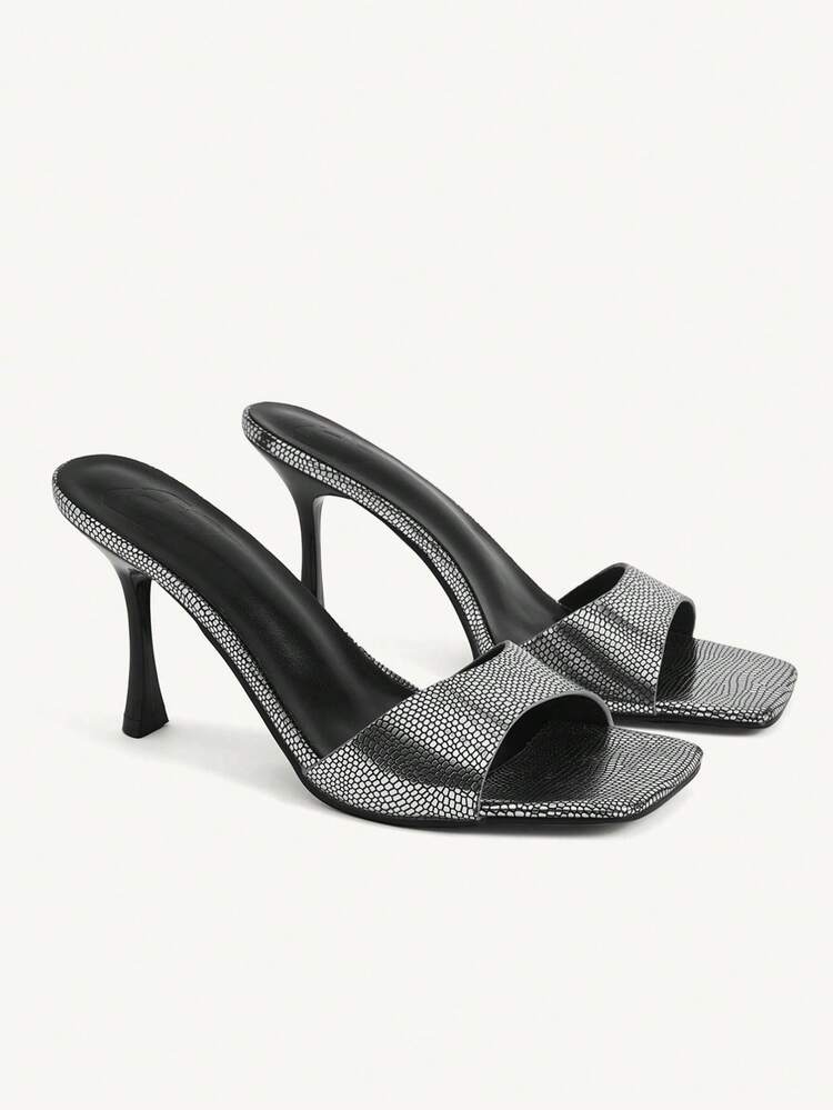 CUCCOO CHICEST Women's High-Heeled Sandals Fashion Black And White Grid Pattern Stiletto, Square Toe Word With Sandals, Dating Party Elegant High Heels Summer Shoes
