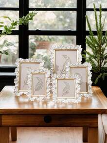 Madebyblanc 1PC Resin White Gold Trim 3D Daisy Flower Pattern Square Photo Frame Horizontal Vertical Dual Use Home Desktop Display Picture Frame Decorative Photography Accessories Holiday Gift Idea Room Decor Ornament - one-size - View 7