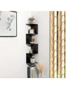 1pc Black/White 5-Tier Corner Shelf, Wall-Mounted Triangular Storage Rack, Corner Shelf, Tiered Bookshelf, Kitchen Storage, Multi-Layer Corner Rack - Multicolor - View 7