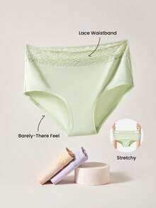 LUVLETTE Bộ 3 quần lót nữ cạp trung, chất liệu cotton mềm mại, viền ren. - Nhiều màu - Xem 3