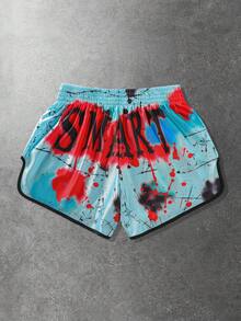 ROMWE MEN Men's All-Over Print Sports Shorts, Boxing Shorts, Basketball Shorts, Summer - Multicolor - View 3