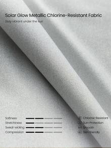 GLOWMODE Váy bơi chống clo, bóng bẩy, chống nắng, chất liệu kim loại, kiểu xoắn trước, thích hợp cho đi biển, hồ bơi, kỳ nghỉ hè. - Màu Xám nhạt - Xem 4