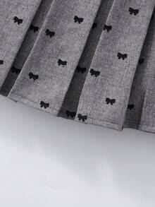 SHEIN 两件套：女童可爱圆领针织樱桃刺绣无袖上衣搭配牛仔褶皱刺绣半身裙，甜美可爱的夏季套装 - 彩色 - 查看 6