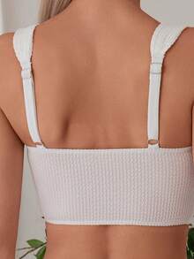 Costavie Set de bikini elegant pentru femei, cu bretele groase, alb, 2 buc., primăvară/vară 2026, pentru maturi, vacanță de vară la plajă - alb - Vizualizare 8