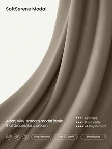 GLOWMODE 莫代尔丝绸触感休闲休闲裤 秋季 - 卡其色 - 查看 5