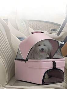 Portable Small Medium Dog Cat Pet Stroller Foldable Lightweight Travel Cart Detachable Carrier Pink Breathable Mesh Sturdy 4 Wheels Adjustable Handle For Puppy Kitty Teddy Outdoor Walking - Multicolor - View 2