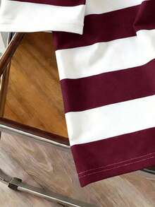 Manfinity Joysei 男士字母条纹印花圆领短袖休闲T恤 - 紅白色 - 查看 4