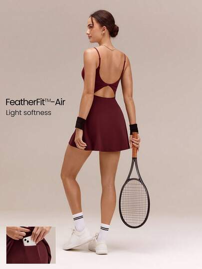 GLOWMODE FeatherFit™-Air Scoop Neck Knotted Mini Dress Quick Dry Moisture Wicking