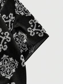 ROMWE MEN Casual Men's Patterned Colorblock Knit Sweater - Black - View 4