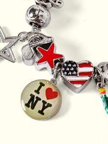 Popjeli DIY Charm, Travel Style Love New York Bracelet,Y2K/Cute/Colorful/Chic,For Mom/Women/Girl/Mother,Summer/Beach/Prom/Part/Vacation/Travel,PINK,Heart - Multicolor - View 13