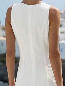 Balvessa Sleeveless Twist Waist Dress For Women - White - View 3