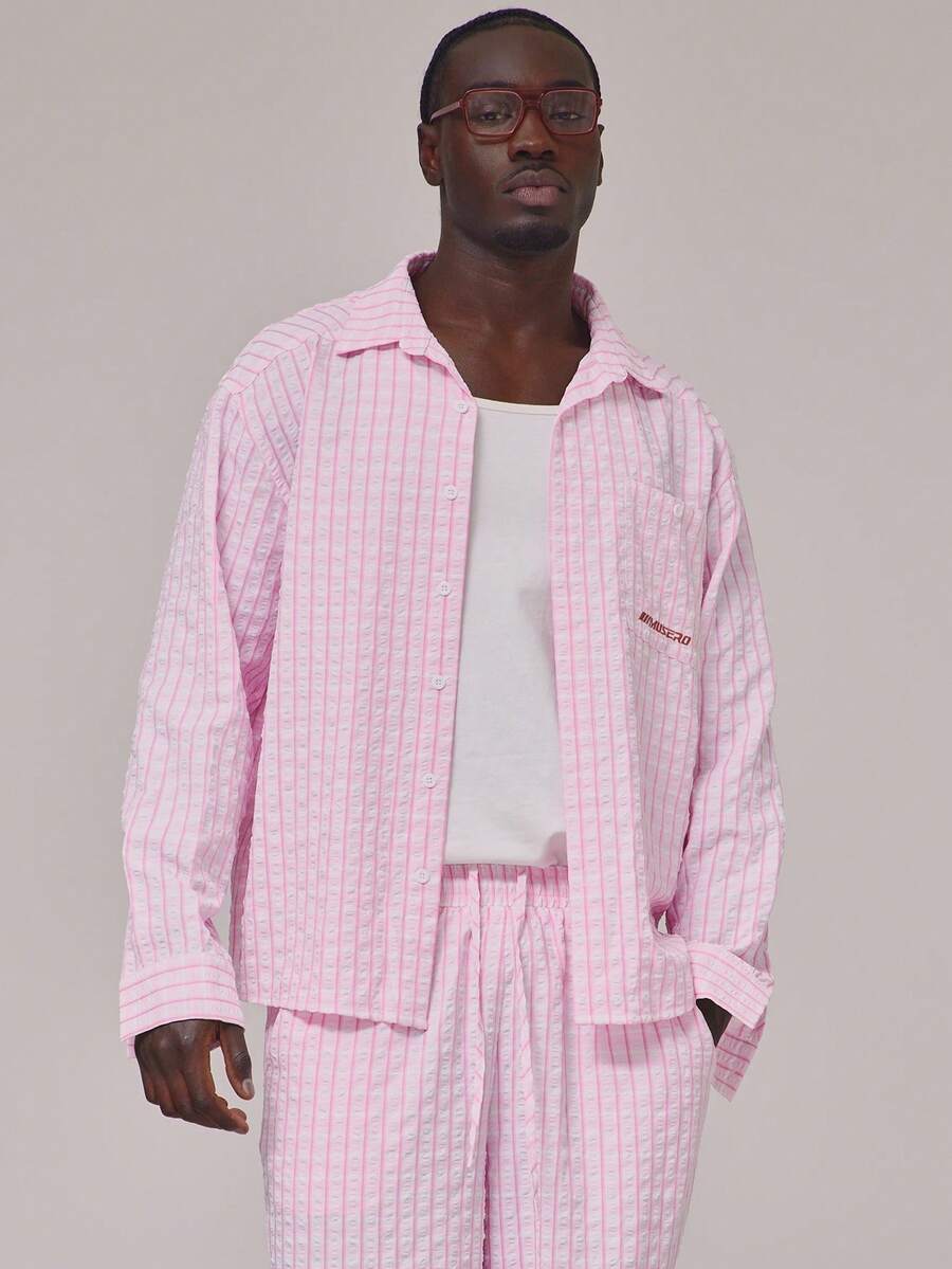 Musero Lightweight Long Sleeve Checkered Button Through Top Front Pocket Detailing Embroidery Branding Details Shirt Spring Summer Essentials Holiday - Multicolor - View 1