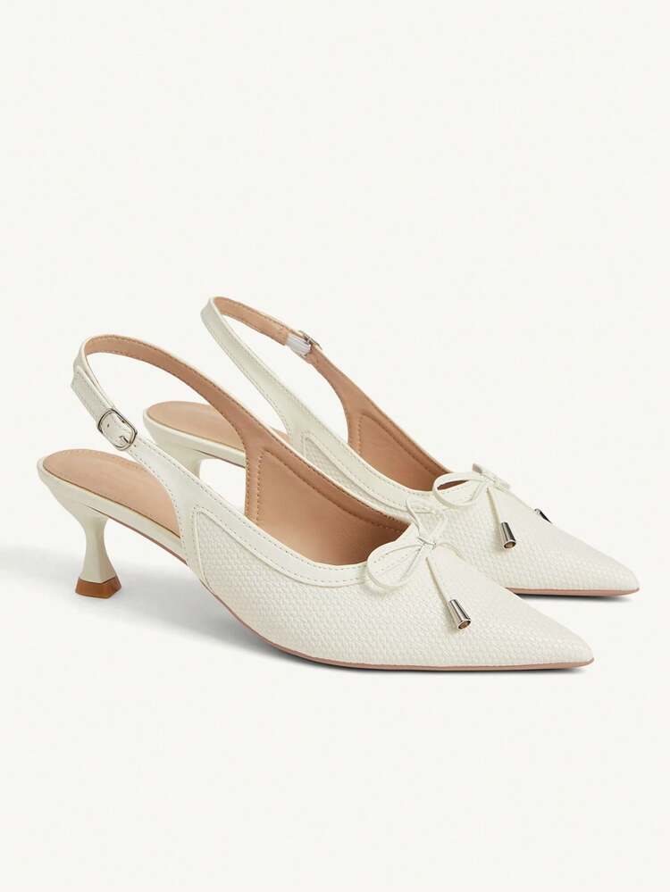 CUCCOO CHICEST Women Shoes Spring And Autumn New Woven Bow Decorative High Heels Elegant, Workplace Exquisite Elegant Pointed Slingback Shoes