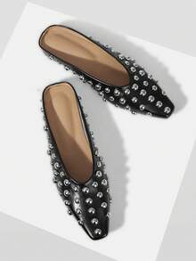 Mnmlis 女士前系带平底休闲鞋 - 黑色 - 查看 4