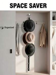 New Adjustable Cap Storage Rack Featuring Eight Hooks, A Robust Space-Saving Holder For Hats, Ideal For Organizing Your For Home Closet - Multicolor - View 2