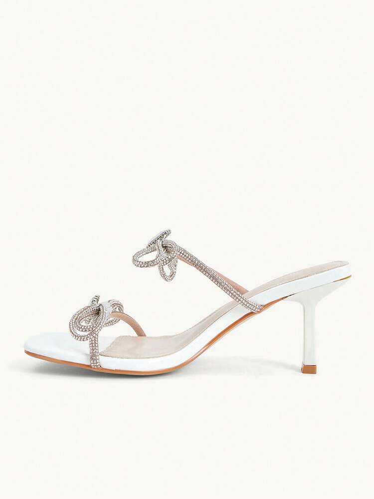 CUCCOO CHICEST Women's Summer Party Rhinestone Embellished Square Toe High Heels