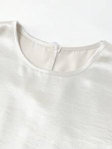 SHEIN Franclia 女士优雅缎面双层荷叶边无袖背心，适合春夏外出和约会 - 白色 - 查看 6
