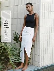 MAIJA Summer Tie Dye Ruffle Hem Flowy Tiered Maxi Skirt - White - View 2