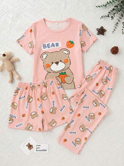 Conjunto de Pijama Infantil 3 en 1 ideal para noches cómodas y divertidas