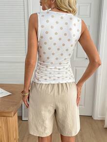 SHEIN LUNE 女士休闲波点夏季度假/通勤日常基本款时尚背心和短裤两件套 - 彩色 - 查看 2