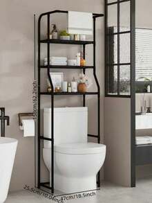 1 pieza Estantería de almacenamiento multifuncional, estantería de almacenamiento de 3 niveles en color negro y blanco, estantería de pie para baño o balcón con barra para colgar toallas + cesta de almacenamiento de gran capacidad, estantería de clasificación a prueba de agua y ahorro de espacio - Multicolor - Ver 9
