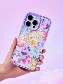 My Little Pony X SHEIN Cartoon Printed Mobile Phone Case, Two-In-One Dual Mobile Phone Case, Suitable For IPHONE 11 - 17 Pro Max - Multicolor - View 2