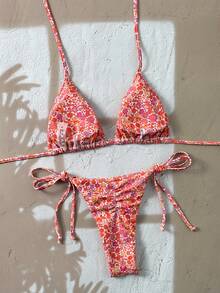 Swim Mod Bộ bikini mùa hè đi biển 2 món dành cho nữ, họa tiết hoa dễ thương, kiểu cổ yếm, tam giác, hở lưng. - Nhiều màu - Xem 2