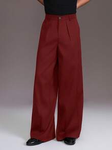 STYNVO Men's Solid Color Casual Pants - Dark Red - View 3