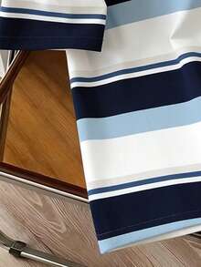 Manfinity Joysei Áo thun nam kẻ sọc xanh trắng, kiểu dáng thường ngày, thích hợp cho các hoạt động mùa hè, đi học, đơn giản và dễ phối đồ. - Màu xanh lam - Xem 3