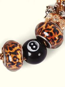 Popjeli DIY Charm, Leopard Bead Junior Leopard Charm Bracelet 1, Flashing Cross Bracelet,Y2K/Cute/Colorful/Chic,For Mom/Women/Girl/Mother,Summer/Beach/Prom/Part/Vacation/Travel,PINK,Heart - Multicolor - View 8