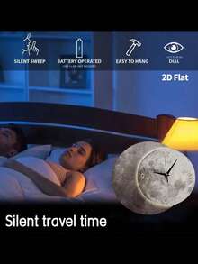 1PC Simple And Creative Moon Decoration Wall Clock, Super Silent Quartz Movement, No Ticking, Suitable For Decorating Clocks In Living Rooms,Bedroom Room, Offices, Restaurant, And Cafes, Perfect Decorative Gift For Friends And Family Home Decor Room Decor - Multicolor - View 2