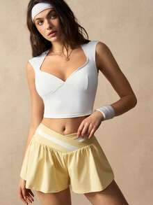 VARSIVA Quần thể thao mùa hè màu tương phản có cạp chéo Criss-Cross - Nhiều màu - Xem 13