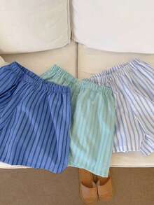 Airaco Quần short nữ tay ngắn kẻ sọc in chữ, kiểu dáng rộng rãi, thoải mái. - Nhiều màu - Xem 2