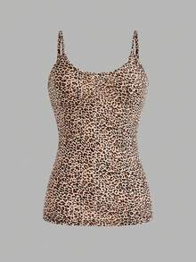 SHEIN EZwear 4pcs Leopard & Zebra Print Casual Minimalist Camisole Vest Tops, Suitable For Summer - Multicolor - View 8