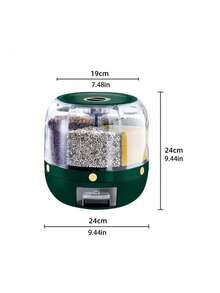 1 pieza Recipiente de almacenamiento de granos giratorio de 360 grados con compartimentos, cubo de arroz a prueba de humedad y resistente a insectos, cubo de arroz a presión para el hogar, disponible en varios colores, adecuado para almacenar diversos granos y arroz, a prueba de insectos y a prueba de polvo, recipiente de almacenamiento de granos, recipiente de almacenamiento de alimentos, almacenamiento de cocina - Multicolor - Ver 16