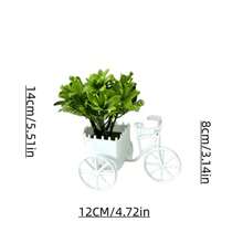 1个塑料迷你自行车篮，人造盆栽植物桌面摆件，仿真绿色植物，适合房间装饰 - 綠色 - 查看 6